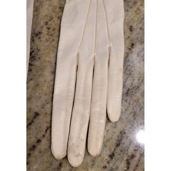 Vintage Antique? Size XS 6 Ivory 26" Long Formal Opera Gloves France Buttons - Picture 4 of 16